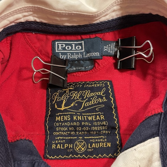 POLO Ralph Lauren Custom Fit Rugby Shirt Red XL PRL Pullover Britain Blokecore - Picture 7 of 10